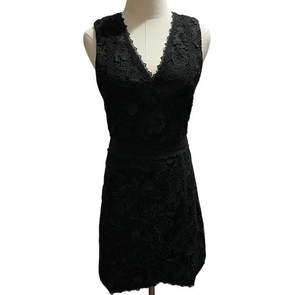 Alice and Olivia Black Cocktail Party Lennon Lace Mini Night Out Dress Sz 4