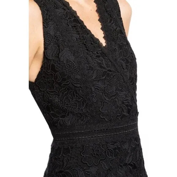 Alice and Olivia Black Cocktail Party Lennon Lace Mini Night Out Dress Sz 4