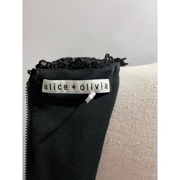 Alice and Olivia Black Cocktail Party Lennon Lace Mini Night Out Dress Sz 4