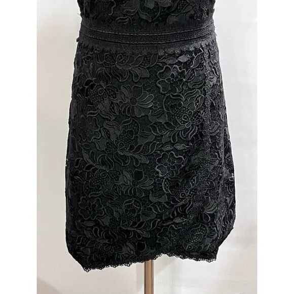 Alice and Olivia Black Cocktail Party Lennon Lace Mini Night Out Dress Sz 4