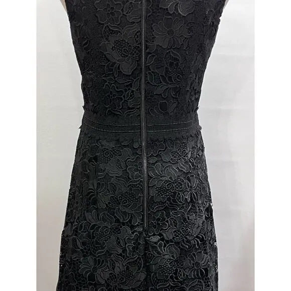 Alice and Olivia Black Cocktail Party Lennon Lace Mini Night Out Dress Sz 4