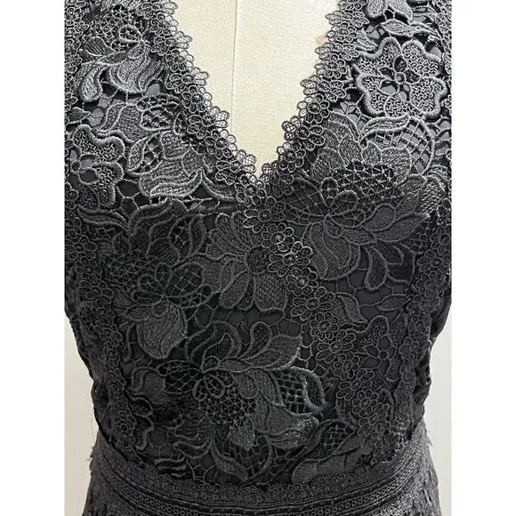Alice and Olivia Black Cocktail Party Lennon Lace Mini Night Out Dress Sz 4