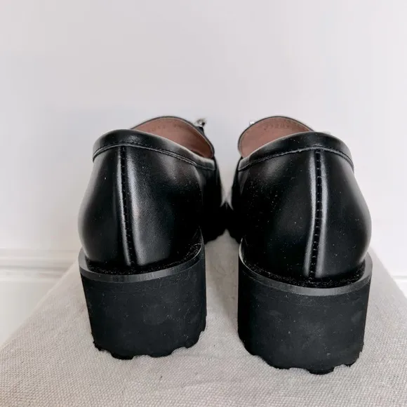 ALL BLACK womens embellished penny loafers never worn brand new size 39.5