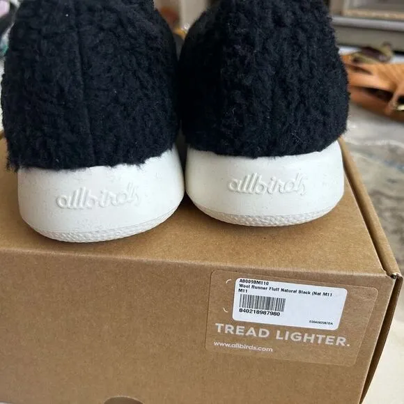 Allbirds Wool Runner Fluff Natural Black Size M11 Sneakers Running Athletic NIB