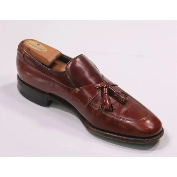 Allen Edmonds Vintage 1960's Brown Oxblood Leather 'Madrid' Tassel Loafers 9 A