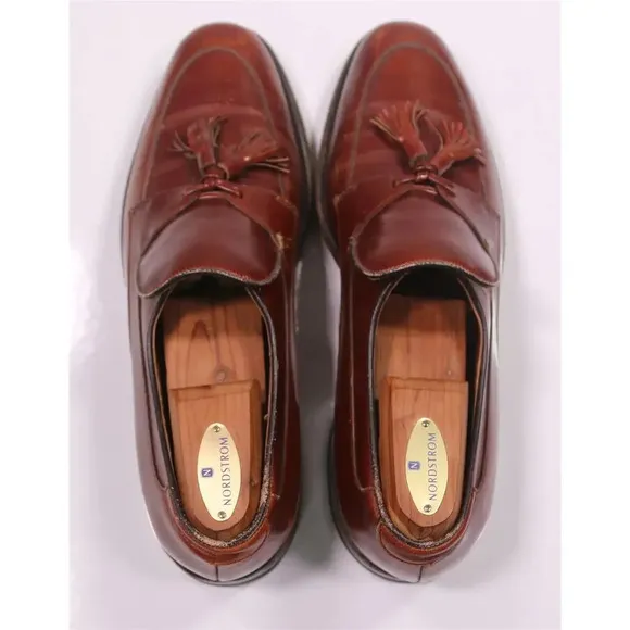 Allen Edmonds Vintage 1960's Brown Oxblood Leather 'Madrid' Tassel Loafers 9 A