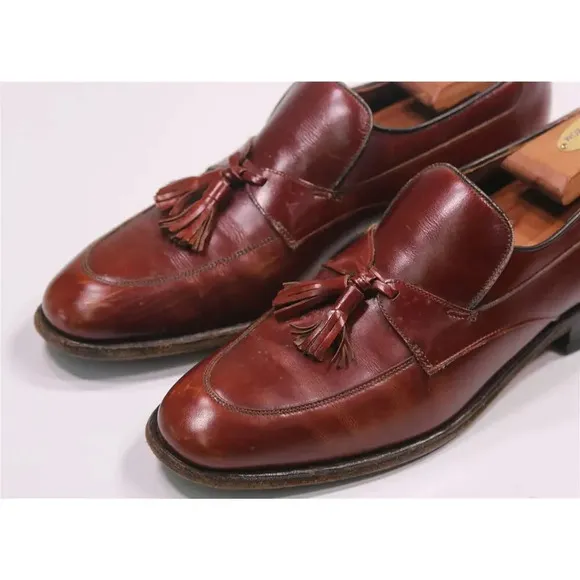 Allen Edmonds Vintage 1960's Brown Oxblood Leather 'Madrid' Tassel Loafers 9 A