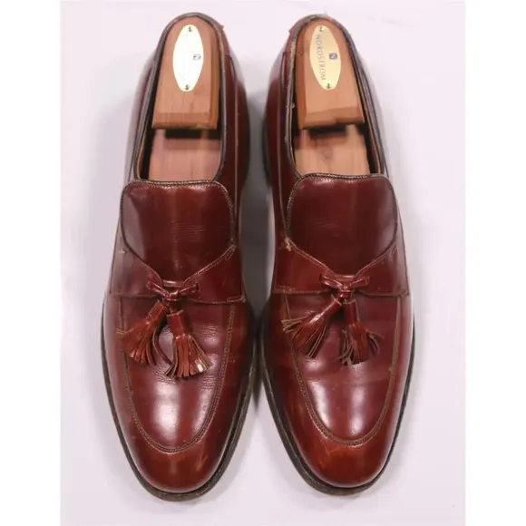 Allen Edmonds Vintage 1960's Brown Oxblood Leather 'Madrid' Tassel Loafers 9 A