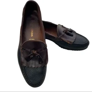 ALLEN EDMONDS NASHUA TASSEL SLIP ON LOAFERS BLACK/ BROWN LEATHER COMFY SZ 11 D