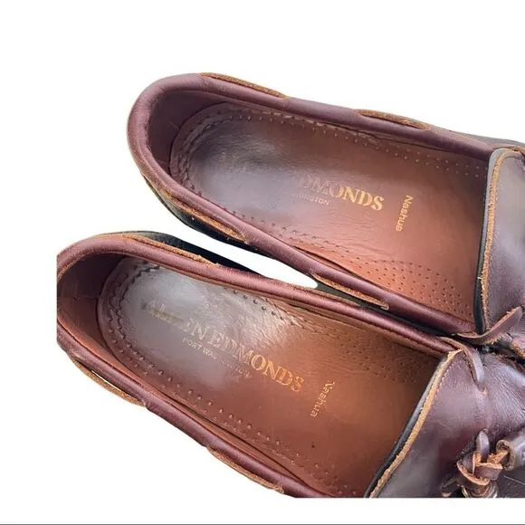ALLEN EDMONDS NASHUA TASSEL SLIP ON LOAFERS BLACK/ BROWN LEATHER COMFY SZ 11 D