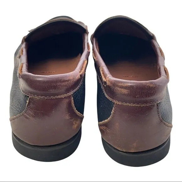 ALLEN EDMONDS NASHUA TASSEL SLIP ON LOAFERS BLACK/ BROWN LEATHER COMFY SZ 11 D