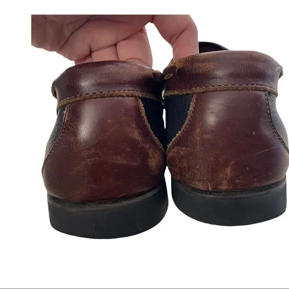ALLEN EDMONDS NASHUA TASSEL SLIP ON LOAFERS BLACK/ BROWN LEATHER COMFY SZ 11 D