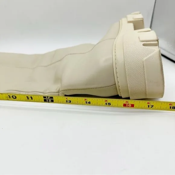 Alohas Katiuska Tall Lug Boots Off White Leather Knee High Chunky Platform 9.5