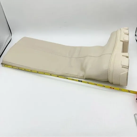 Alohas Katiuska Tall Lug Boots Off White Leather Knee High Chunky Platform 9.5