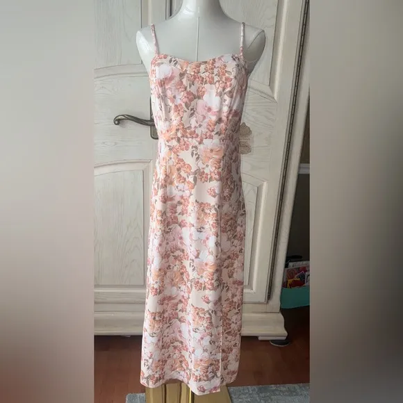 Altar’d State Nancy Floral Midi Dress Natural Small NWT