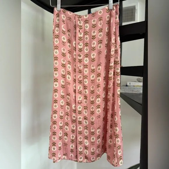 Analise Printed Midi Skirt NWOT blush combo