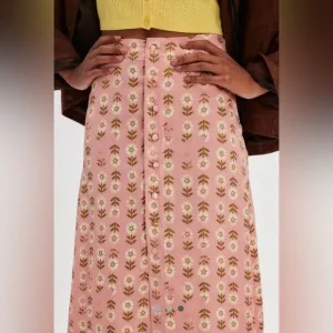 Analise Printed Midi Skirt NWOT blush combo
