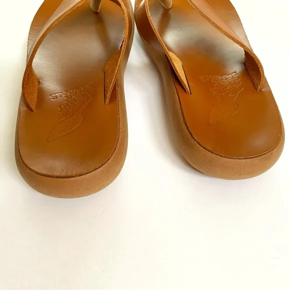 ANCIENT GREEK SANDALS CHARYS NATURAL TAN THONG FLIP FLOPS