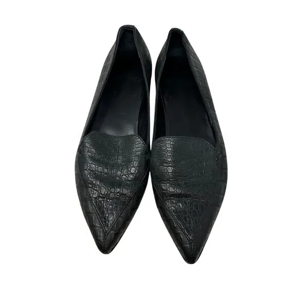 Anine Bing Lucy Leather Loafers Womens Sz 38 US 8 Pointed Toe Flats Black