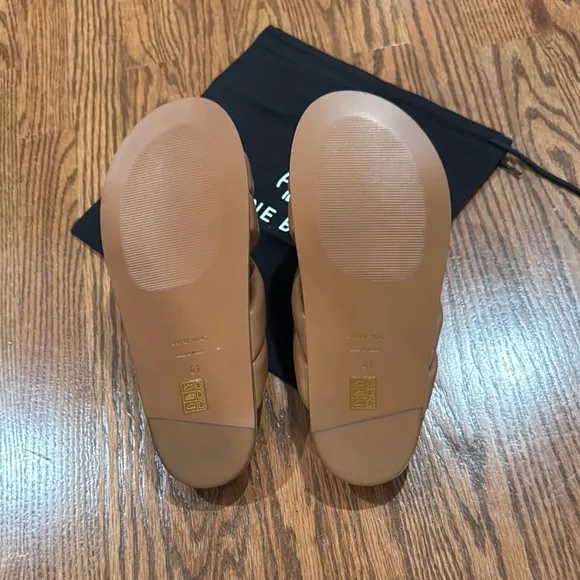 Anine Bing Tan Leather Lizzie Slides