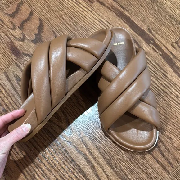Anine Bing Tan Leather Lizzie Slides