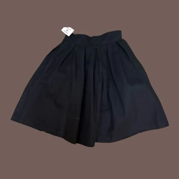 Ann Mashburn Black Pleated A-Line Midi Skirt Size M
