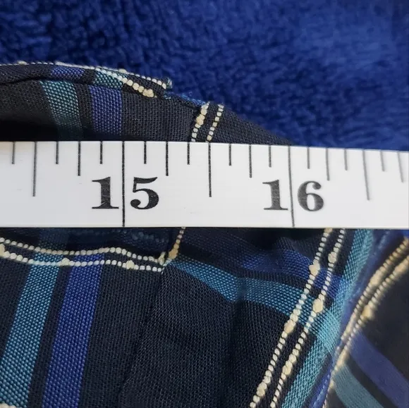 Ann Taylor Blue Plaid Midi Dress Short Sleeve VINTAGE ILGWU Sz Small