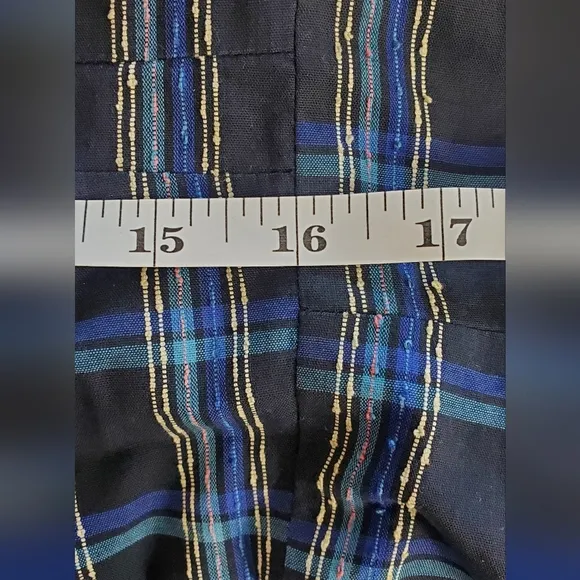 Ann Taylor Blue Plaid Midi Dress Short Sleeve VINTAGE ILGWU Sz Small