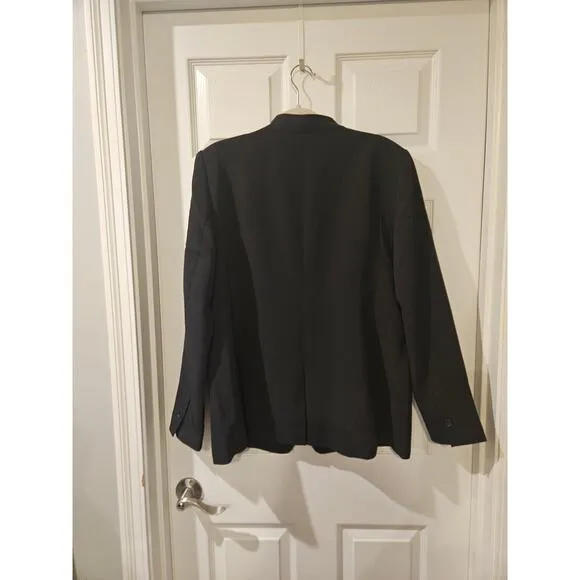 Ann Taylor Long Collarless Blazer Fluid Crepe Black Size 14 Workwear Chic