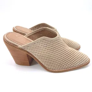 Anthropologie Blair's Perforated Suede Leather Mules Block Heel Size 7