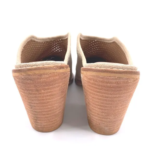 Anthropologie Blair's Perforated Suede Leather Mules Block Heel Size 7