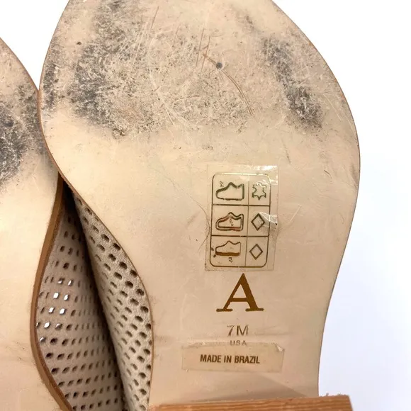 Anthropologie Blair's Perforated Suede Leather Mules Block Heel Size 7