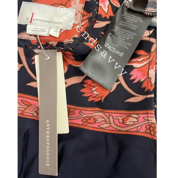 ANTHROPOLOGIE Floral Maxi Dress Pink Black Size M NWT