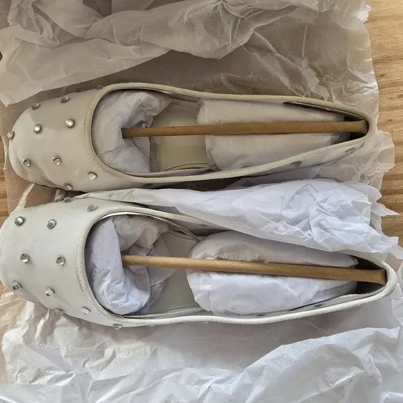 Anthropologie Jeffrey Campbell White Sheer Gem Flats