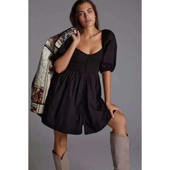 Anthropologie Maeve Black Mini Dress