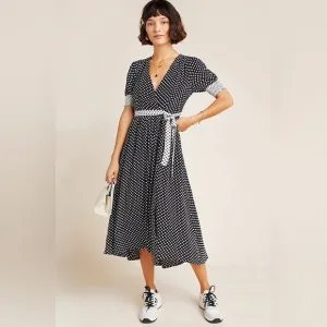 Anthropologie Maeve Breanna Polka Dot Wrap Dress Size 10