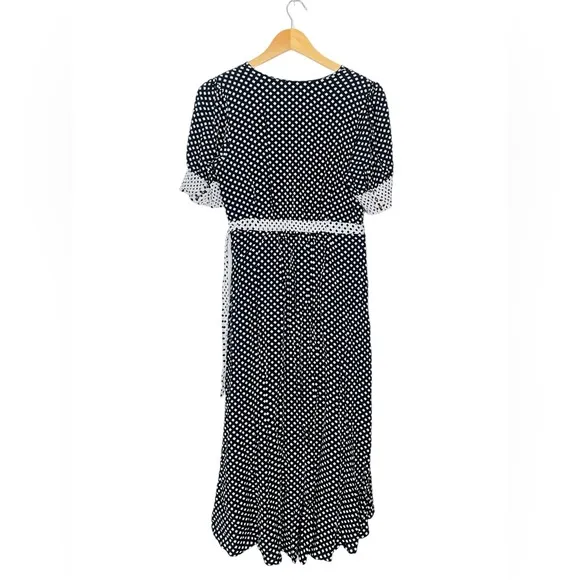 Anthropologie Maeve Breanna Polka Dot Wrap Dress Size 10