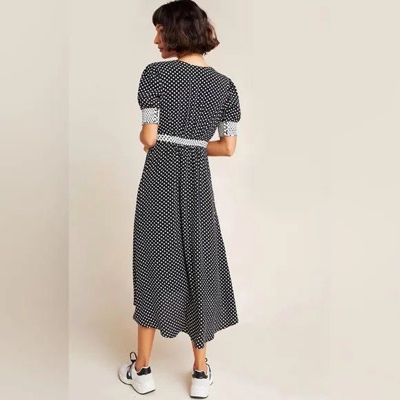 Anthropologie Maeve Breanna Polka Dot Wrap Dress Size 10