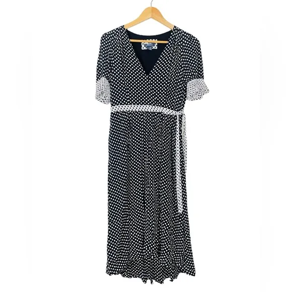 Anthropologie Maeve Breanna Polka Dot Wrap Dress Size 10