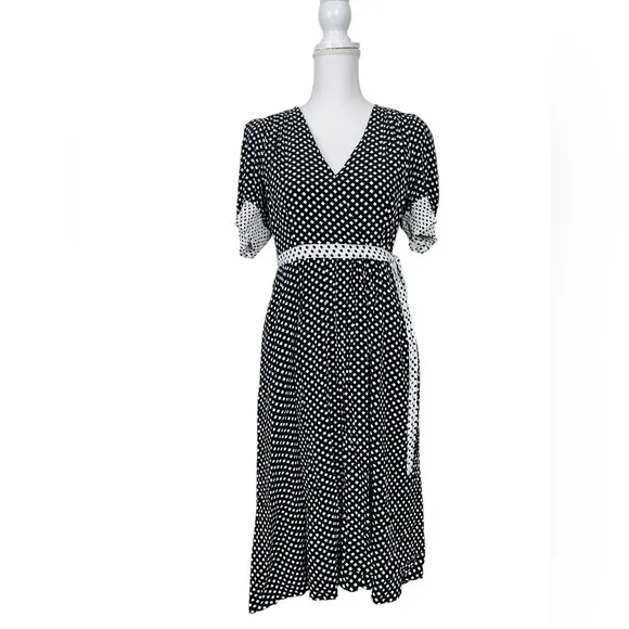 Anthropologie Maeve Breanna Polka Dot Wrap Dress Size 10