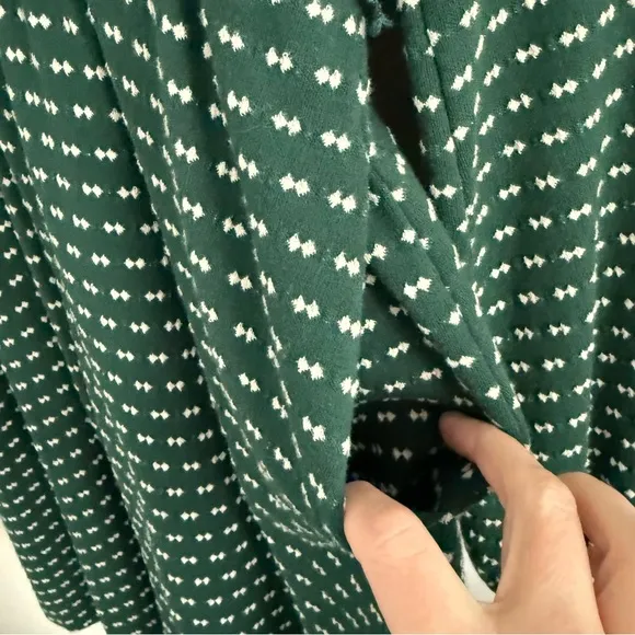Anthropologie Maeve Malta Textured Knit Mini Dress Dark Green White Medium