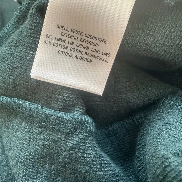 Anthropologie Maeve XS EUC Dark Green Cotton Linen 3/4 Sleeves Scoop Neck Dress