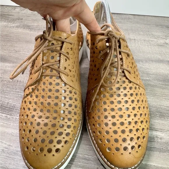 Anthropologie Silent D Onstage Brown Leather Lace Up Cut Out size 41/Womens 10
