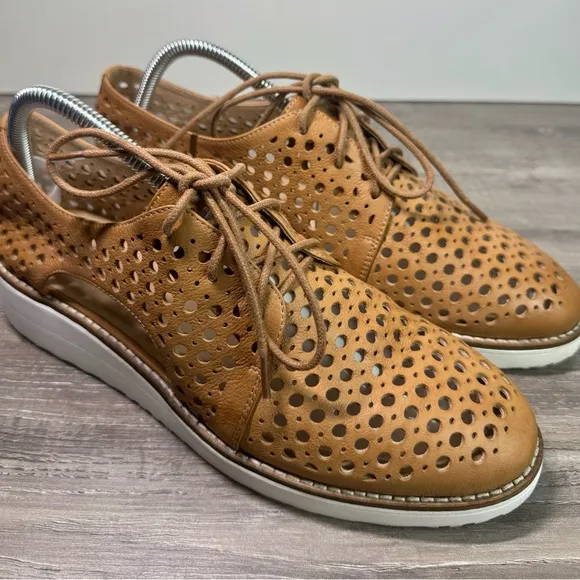 Anthropologie Silent D Onstage Brown Leather Lace Up Cut Out size 41/Womens 10