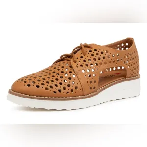 Anthropologie Silent D Onstage Brown Leather Lace Up Cut Out size 41/Womens 10