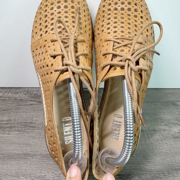Anthropologie Silent D Onstage Brown Leather Lace Up Cut Out size 41/Womens 10