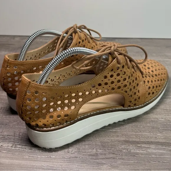 Anthropologie Silent D Onstage Brown Leather Lace Up Cut Out size 41/Womens 10