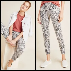💕ANTHROPOLOGIE💕 Snake-Printed High-Rise Skinny