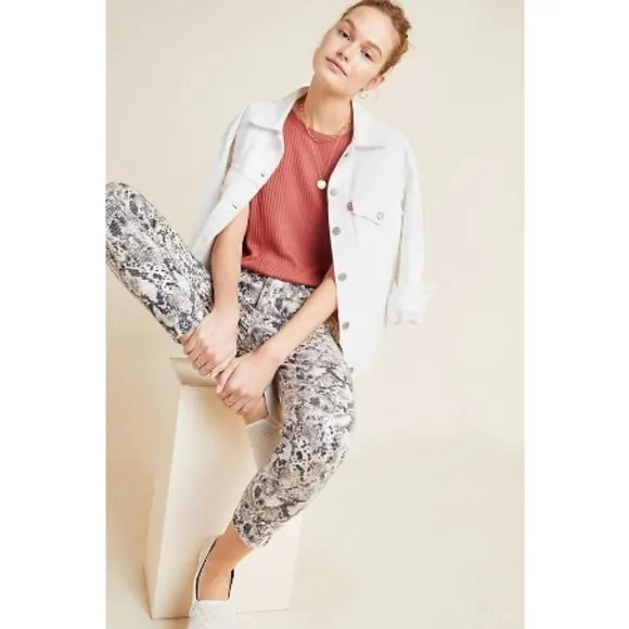 💕ANTHROPOLOGIE💕 Snake-Printed High-Rise Skinny