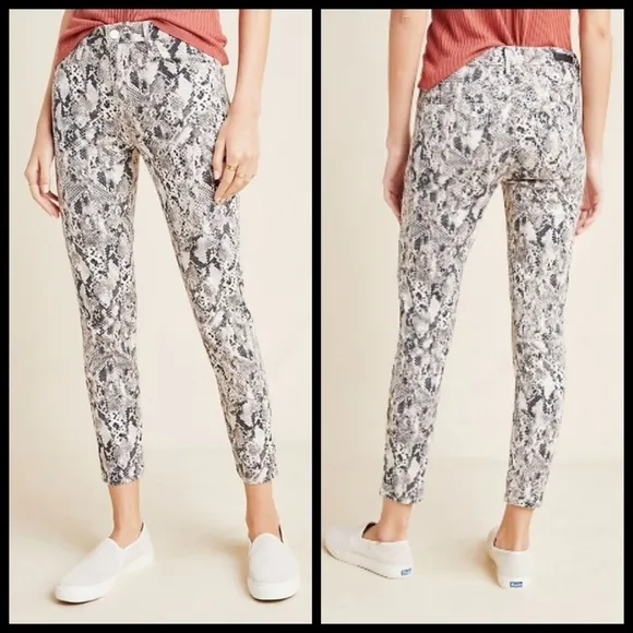 💕ANTHROPOLOGIE💕 Snake-Printed High-Rise Skinny
